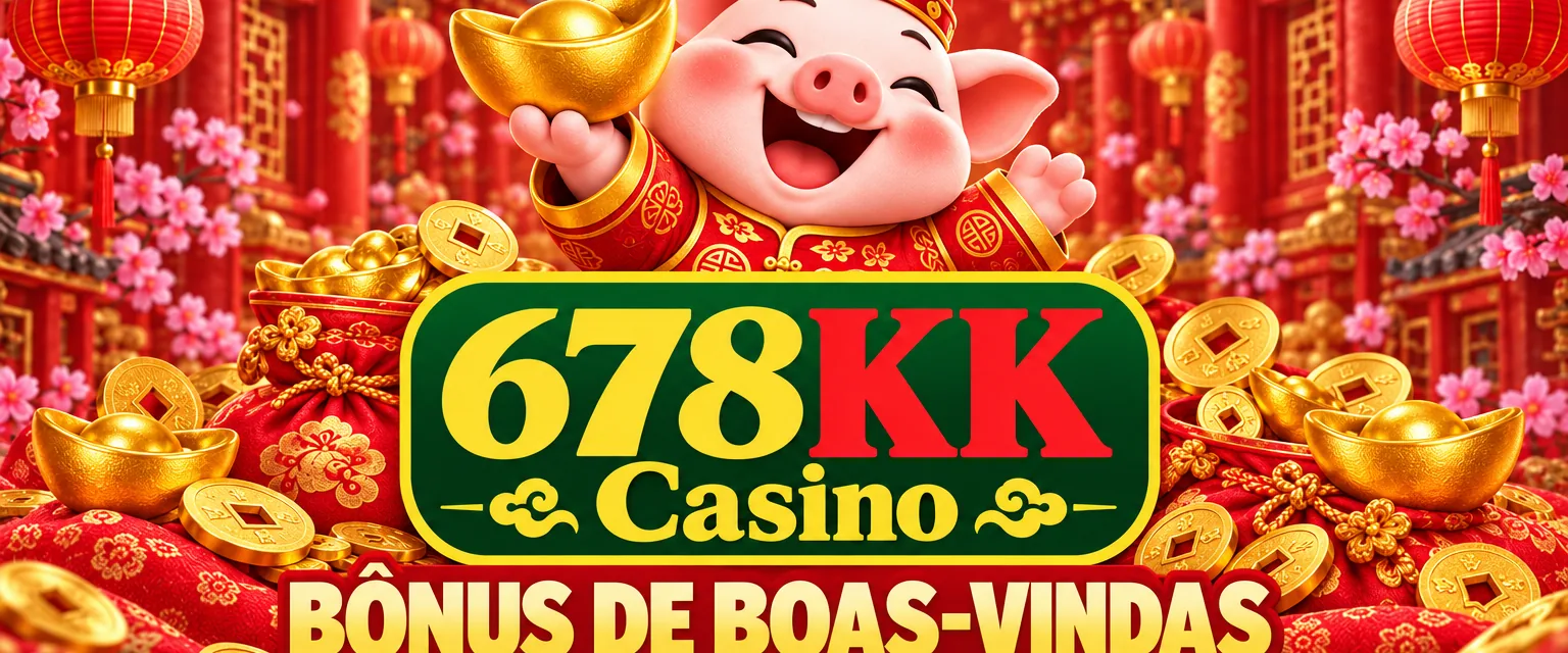 Banner do 678KK Casino com porquinho da fortuna, lingotes dourados e a frase lançada agora